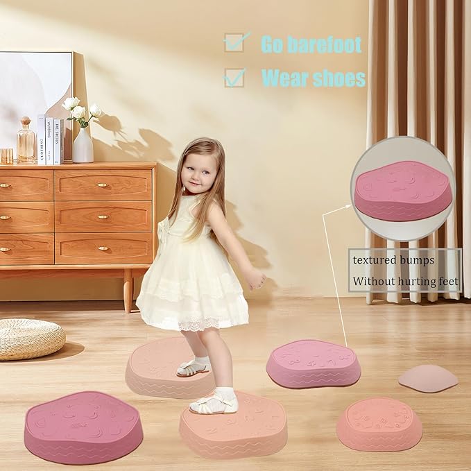 Fanboxk Stepping Stones for Kids,Non-Slip Toddlers Stepping Stones for Promoting Children's Balance Coordination Skills,Obstacle Courses Sensory Toys Outdoor or Indoor Play for Kids 3-8