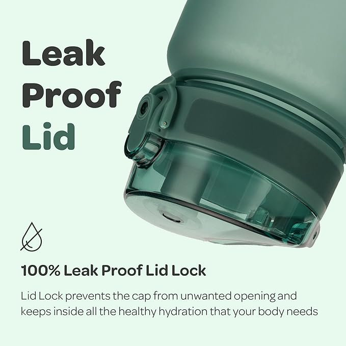 Hydracy Water Bottle with Time Marker -Large BPA Free Water Bottle & No Sweat Sleeve -Leak Proof Gym Bottle with Fruit Infuser Strainer & Times to Drink -Ideal for Fitness Sports & Outdoors