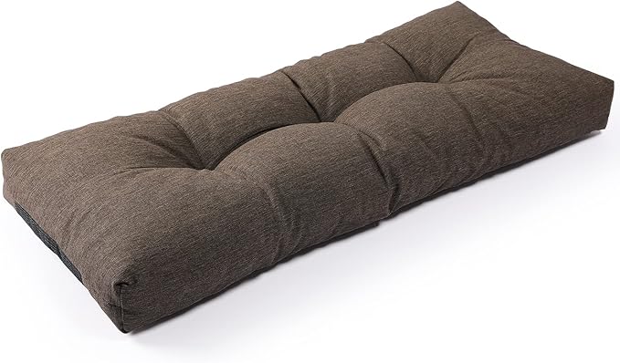 SUNROX LokGrip Non Slip Tufted Memory Foam Bench Cushion, FadeShield Water Resistant Durable Thicken Outdoor/Indoor Bench Seat Pads 36x14x4 inch, Heather Chestnut