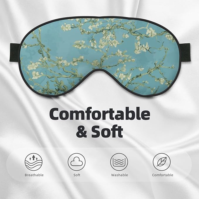 Sleep Eye Mask Abstract Blossom Blue Floral Sleep Mask for Women Men Comfortable Eye Mask with Adjustable Strap Soft Eye Cover Blindfold for Travel Yoga Nap Shift Work