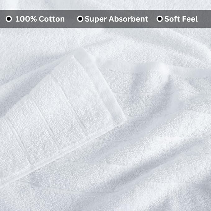 Casa Platino Luxury Bath Towels - 4 Pack White 100% Cotton Absorbent Bath Sheets (36"x72"), Quick Dry