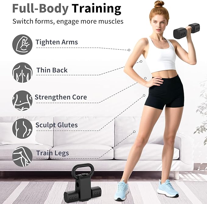 2-in-1 Adjustable Dumbbells Set, 4 Levels Weight Dumbbells Set for Women Men, Each 2.2/3.3/4.4/5.5lb Hand Weights with Kettlebell Form for Home Gym Exercise Training