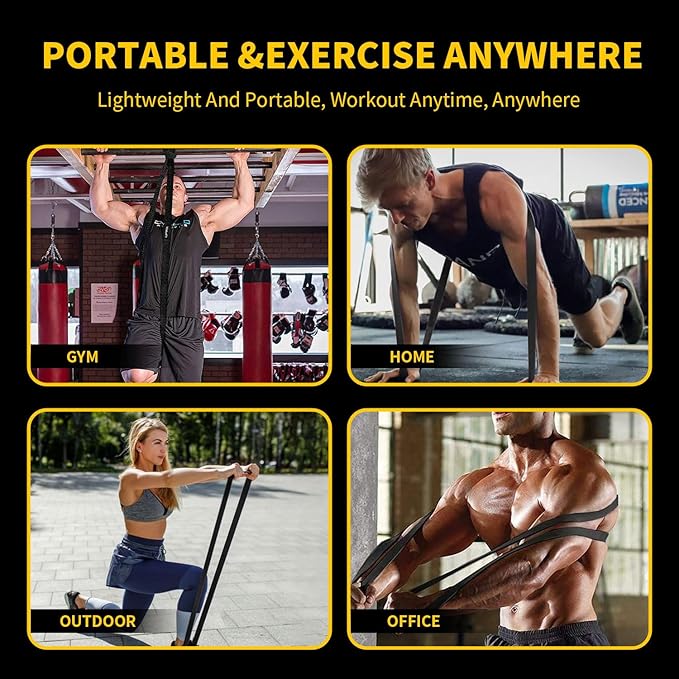 Resistance Bands for Working Out, Pull Up Bands for Men Women, Thick Heavy Resistance Band Set with Door Anchor, Elastic Exercise Bands for Body Stretching, Physical Therapy, Home Workouts