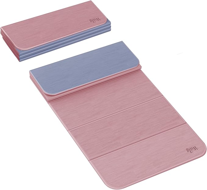 1/2inch Extra Thick Foldable Yoga Mat with SGS Certified Odourless POE Material - Light Weight Non Skid Easy to Clean Travel Workout Excercise Mat, 71x24inch