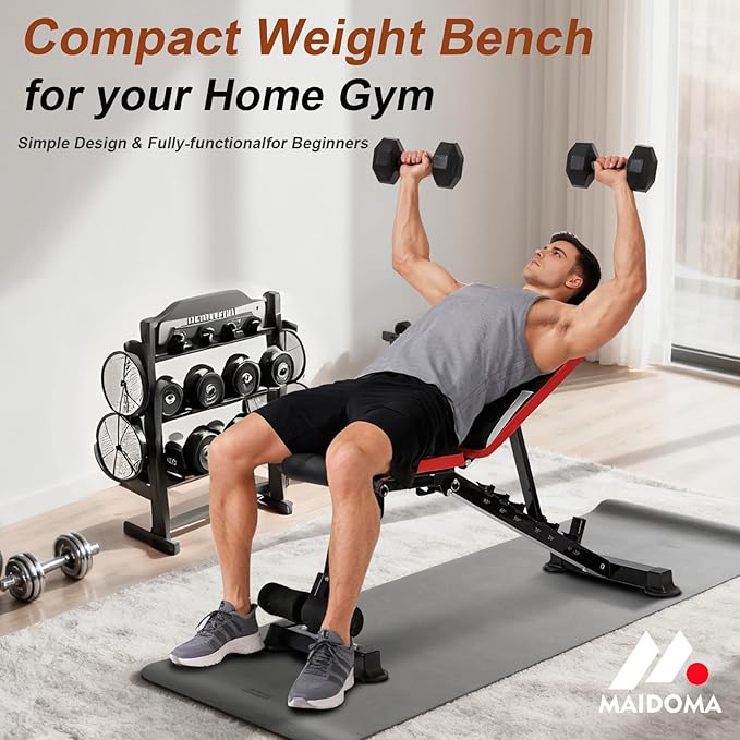 Adjustable Weight Bench for Home Gym, 700LBS Weight Capacity Incline Decline Flat Utility Workout Bench with Fast Folding for Full-Body Strength Training