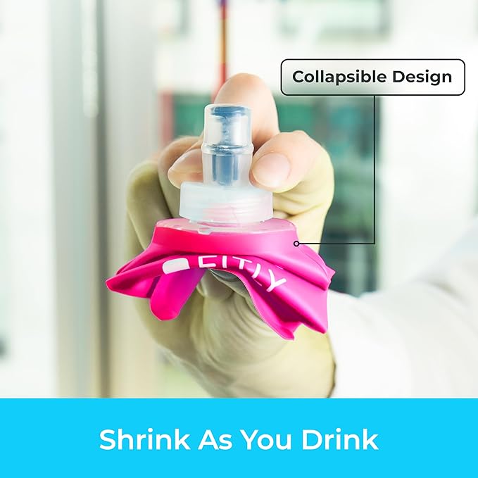 Soft Flask - Shrink As You Drink Soft Water Bottle for Hydration Pack - Folding Water Bottle Ideal for Running, Hiking, Cycling, Climbing & Rigorous Activity