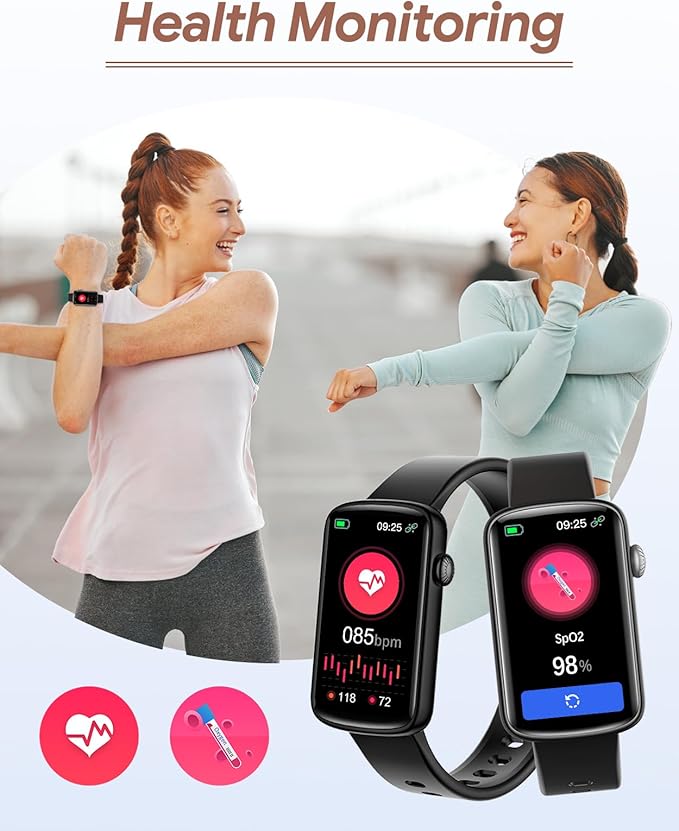 Fitness Tracker, Fitness Watches for Women Men with Heart Rate Monitor Blood Oxygen Sleep Tracker Pedometer, 1.47" Smart Watch Step Calorie Counter for Android iOS IP68 Waterproof (Black)