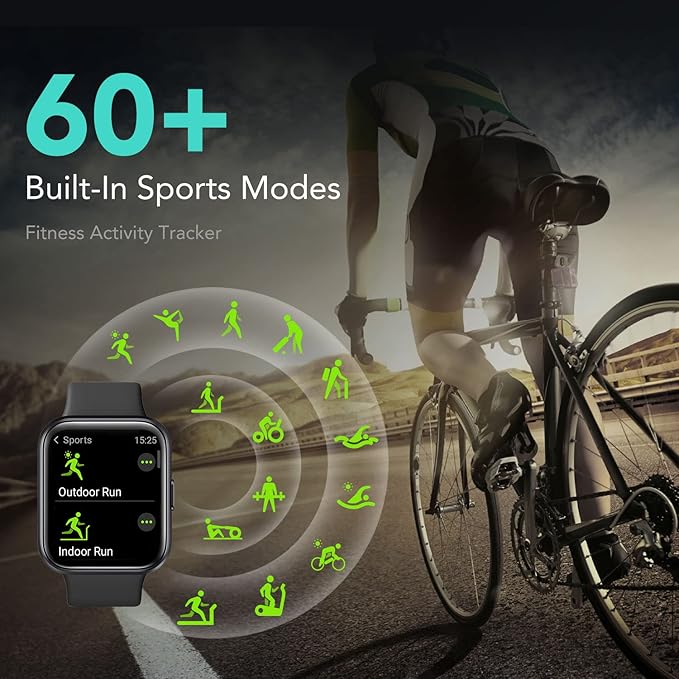 SKG Smart Watch for Men Women Android iPhone with Alexa Built-in & Bluetooth Call(Answer/Make Call) 1.69" Fitness Tracker with IP68 Waterproof, 60+ Sports, Heart Rate SpO2 Monitor, V7 Pro