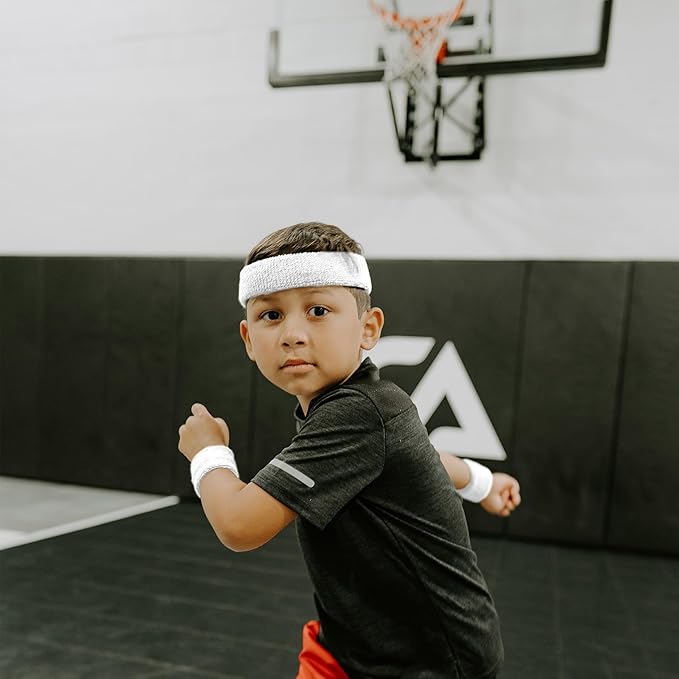 Suddora Sweatbands for Kids, Moisture Wicking 2 Wristbands and 1 Headband Set, Soft and Skin-Friendly Fabric, Moisture-Wicking Athletic Sweat Bands for Basketball, Baseball, Soccer