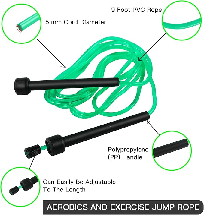 10 Pack PVC Jump Rope for Cardio Fitness - Versatile Adjustable Skipping Rope for Women Men Kids, Speed Jump Rope for Exercise,9 Feet