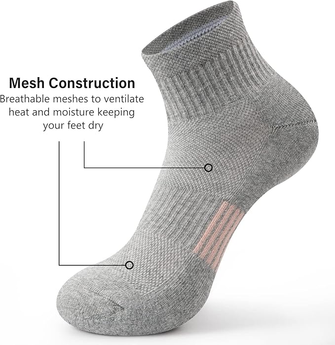 Gonii Ankle Socks Womens Athletic Thick Cushioned Running Hiking Low Cut 5-Pairs