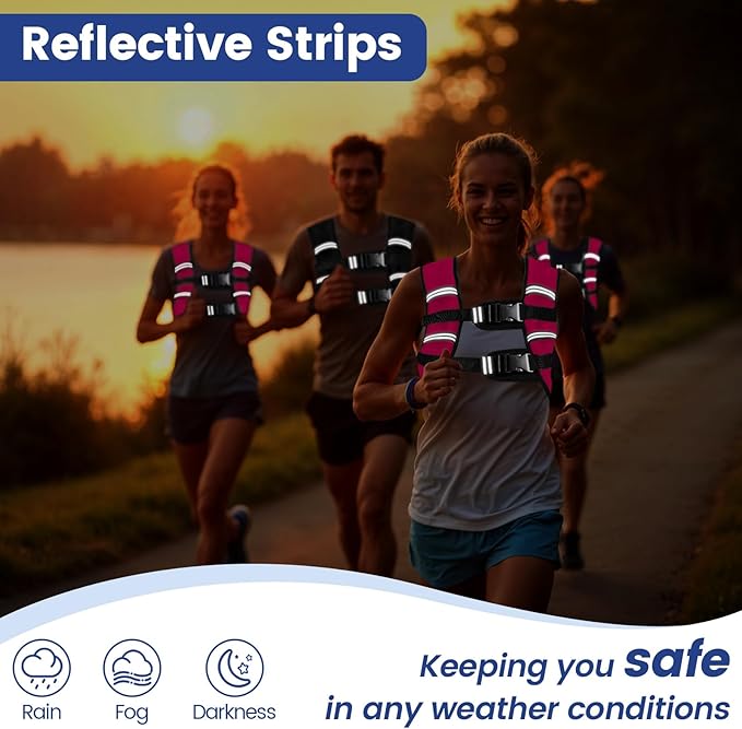 Zikopomi Weighted Vest Woman Man, 6lb/8lb/12lb/16lb/20lb/25lb/30lb Weight Vest with Reflective Stripes for Workout, Strength Training, Running, Fitness, Muscle Building, Weight Loss, Rucking Vest