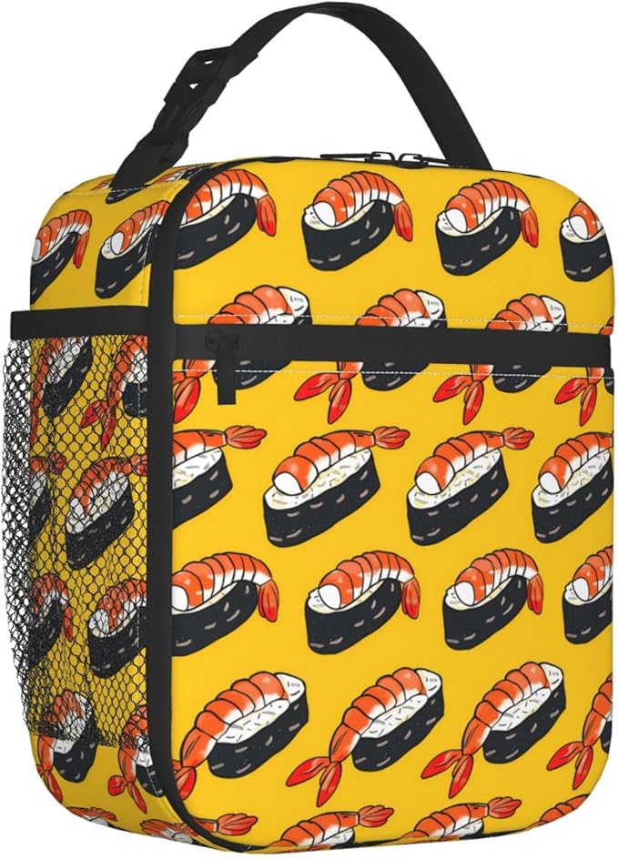 Insulated Lunch Box for Women Men, Sushi Theme Lunch Box Reusable Portable Lunch Bag Cooler Tote Waterproof Lunch Container for Office Picnic Work Travel