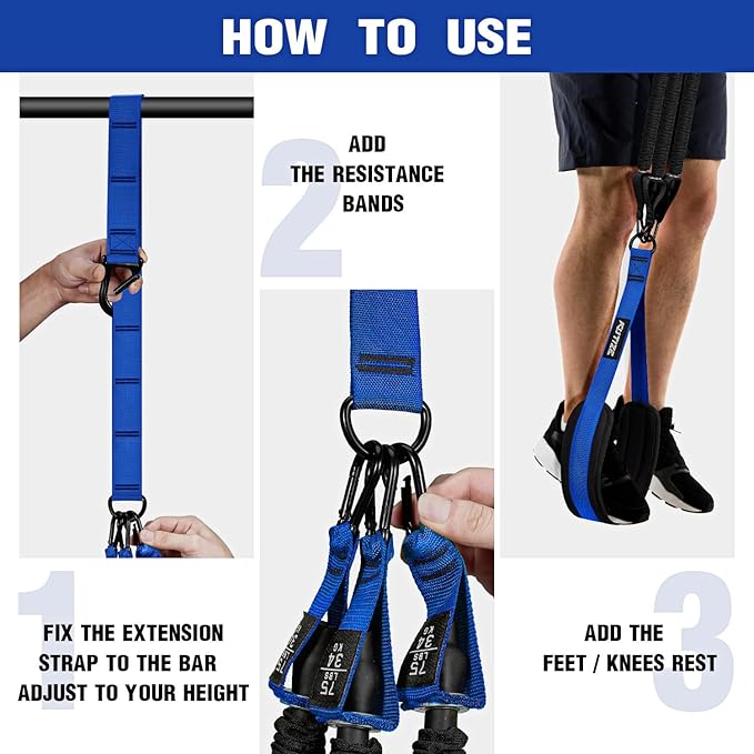 Pull Up Assistance Bands, Pull Up Bar Resistance Bands, Pull Up Bands for Enhanced Strength Training, Muscle Training, 3 Heavy-Duty Adjustable Pull Up Assist Strap & Comfortable Foot Strap