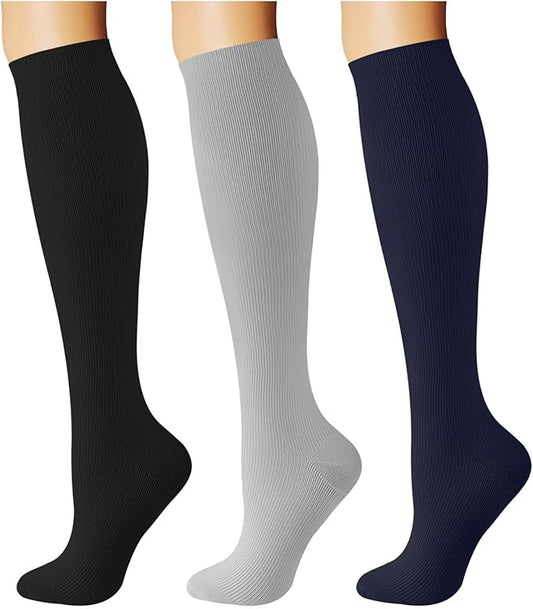 Breslatte Compression Socks for Women Men 10-14 mmHg Circulation Knee High Athletic Support Socks Running Travel Daily