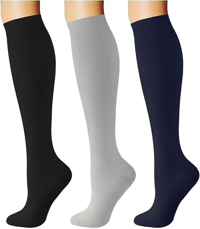 Breslatte Compression Socks for Women Men 10-14 mmHg Circulation Knee High Athletic Support Socks Running Travel Daily
