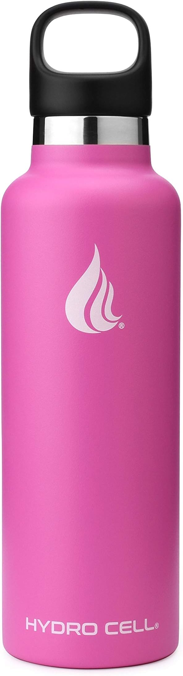 HYDRO CELL Stainless Steel Water Bottle with Straw & 2 Standard Mouth Lids (32oz 24oz 20oz 16oz) Keeps Liquids Hot or Cold w/Double Wall Vacuum Insulated Leak Proof Sport Design (Fuchsia 24oz)