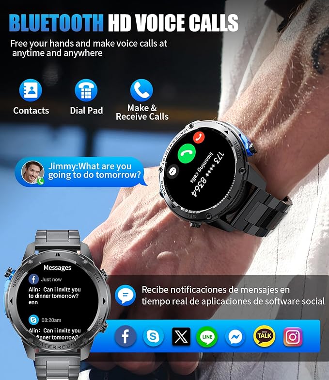 GPS Smart Watch for Men(Answer/Make Call),6 Satellite Positioning/Compass,50M Waterproof,600mAh Extra-large battery,1.43" AMOLED,170 Fitness Sports Modes/Heart Rate/SpO2/pedometer for Android/iOS