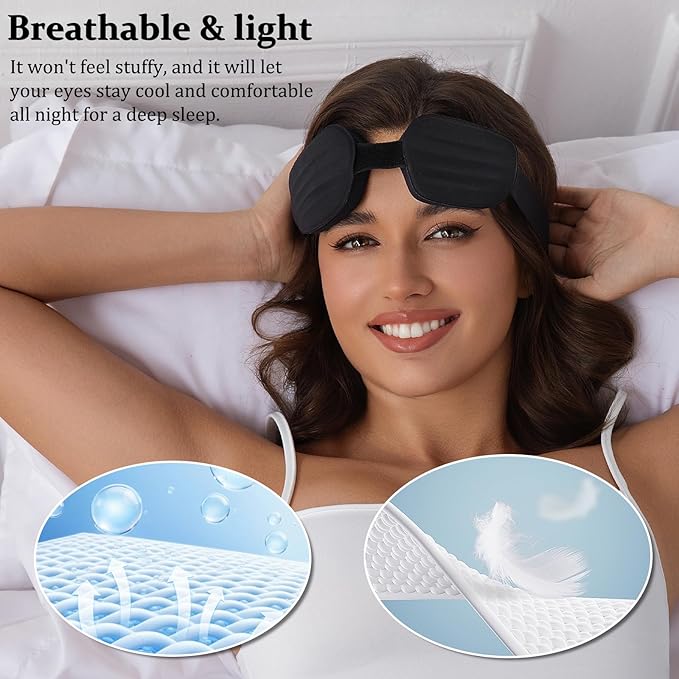 Sleep Mask for Side Sleeper Women Men, Eye Mask for Sleeping Light Blocking, Zero Eye Pressure 3D Sleeping, Black