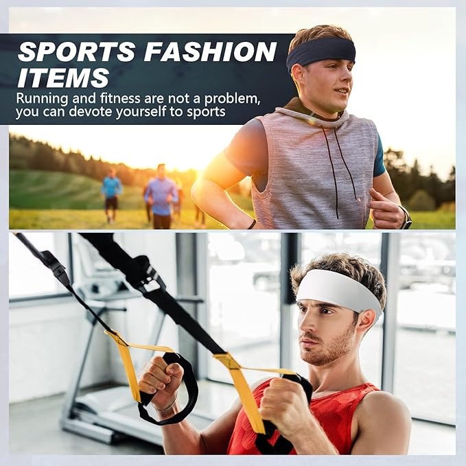 18 Pcs Sports Sweatbands for Men Women Camo Headbands Workout Non Slip Headbands Breathable Head Band Fitness Stretchy Unisex Hairband for Yoga Running Cycling Ball