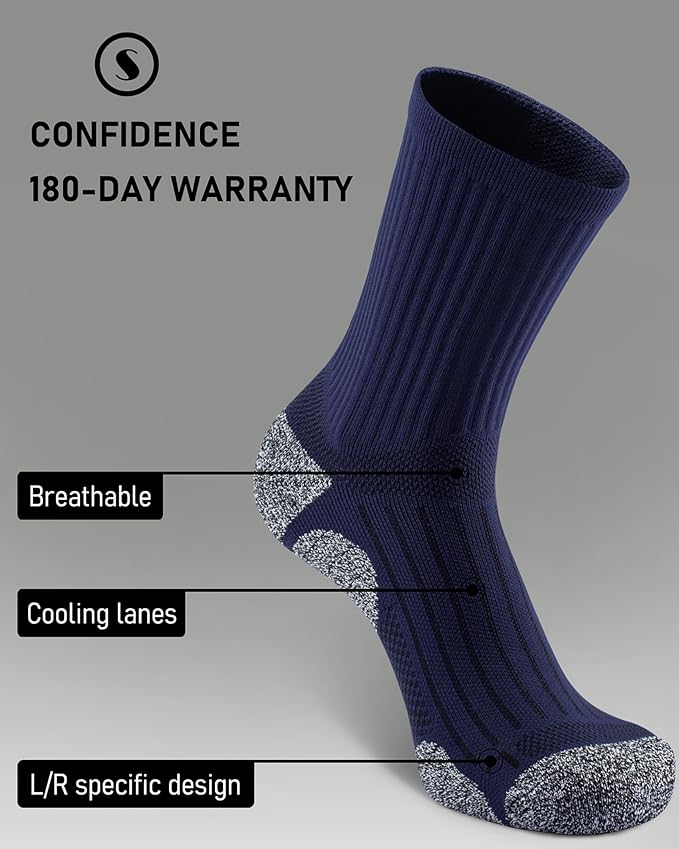 Elite Cushioned Compression Mid-crew Socks 4-Pack for Youth Women Men