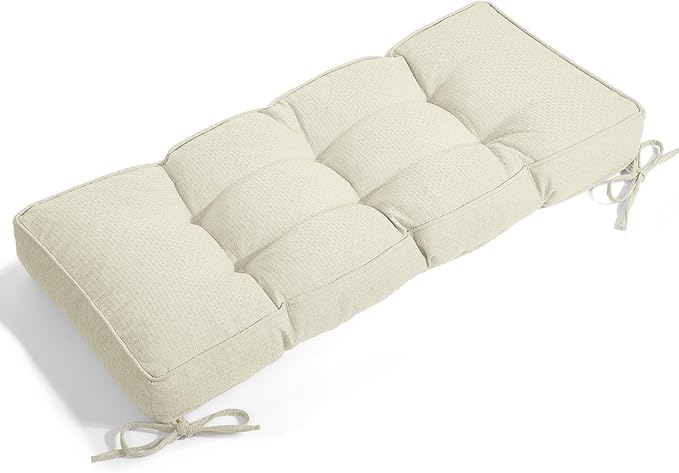 Detiblue Bench Cushion for Indoor Furniture，36x14x4Inch Tufted Bench Seat Cushion with Non-Slip, Comfortable and Durable for Shoe/Entryway/Storage with Cushion（CrossLinen Beige）