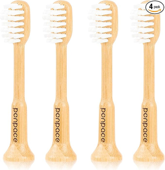 Bamboo Toothbrush Heads Compatible with Philips One by Sonicare, Extra Soft Castor-Oil Bristles for Sensitive Teeth, Eco-Friendly & Gentle Cleaning