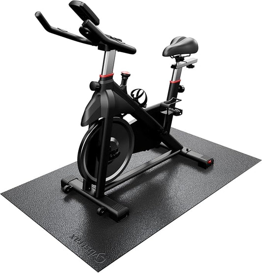 Treadmill Mat, Bike Trainer Mat for Stationary Spin Bike, 60" x 36" Non Slip Exercise Equipment Mat for Bike, Treadmill, Elliptical, Yoga - Workout Floor Protector for Carpet Or Hardwood