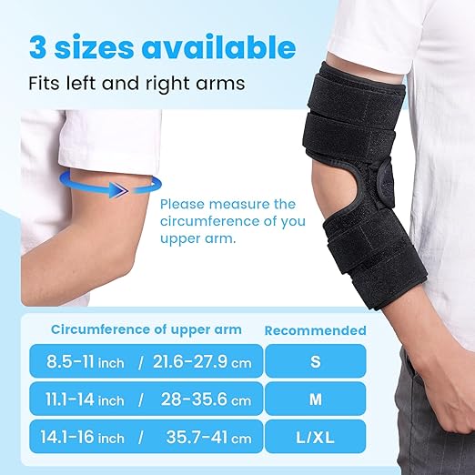 Cubital Tunnel Syndrome Elbow Brace, Ulnar Nerve Entrapment Splint, Elbow Immobilizer for Night Sleeping and Day Working, 4 Angles Adjustable, Fit Women & Men, Right & Left Arm - L/XL