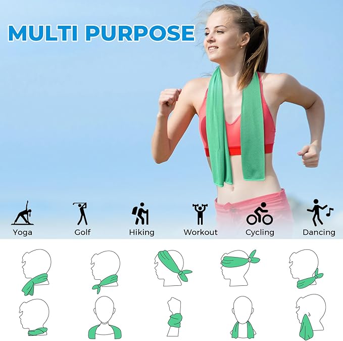Cooling Towels for Neck and Face - Microfiber Chilly Towel Yoga Towel for Men or Women Ice Cold Towels for Yoga Gym Travel Camping Golf Football & Outdoor Sports