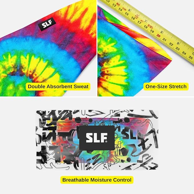 SLEEFS Sweat Bands Headbands Men & Women - Cooling Sports Mens Headband for Running, Football, Basketball, Cycling, Workout - Sweat Moisture Wicking Head Band Stretch Fit, Non-Slip Design - One Size