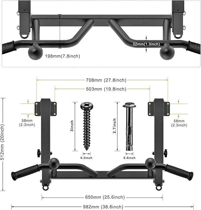SELEWARE Heavy Duty Welded Pull Up Bar, Versatile Doorway Wall Mount, Joist Mounted, and Ceiling Mounted Chin Up Bars, Thick Metal Sturdy Construction for Full Body Workouts Support 500 lbs