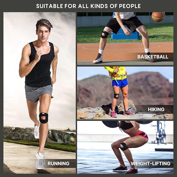 Fit Geno Patella Knee Brace for Women and Men, Patellar Tendon Support Strap with Side Stabilizers, Knee Band with Patella Gel Pads for Meniscus Tear Arthritis Pain Injury Running