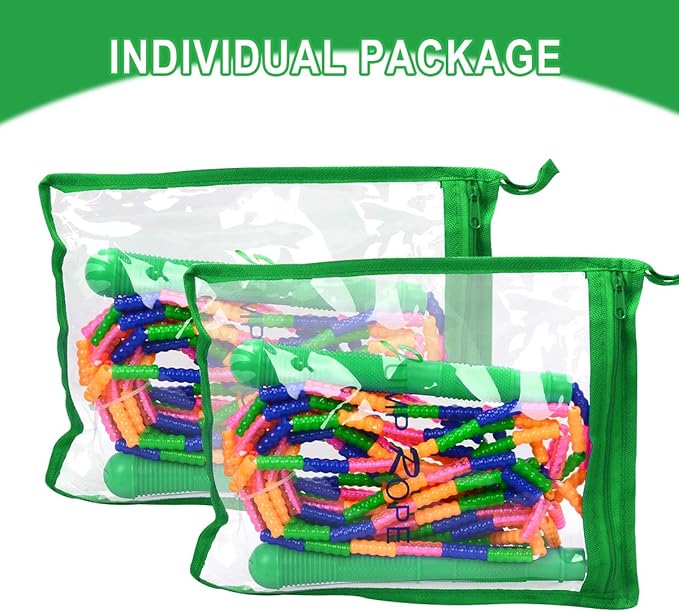 Coolrunner 16 FT Long Jump Rope(2 PACK), Double Dutch Jump Ropes, Soft Beaded Skipping for Kids Adults, Plastic Segmented Long Enough for 4-5 Jumpers