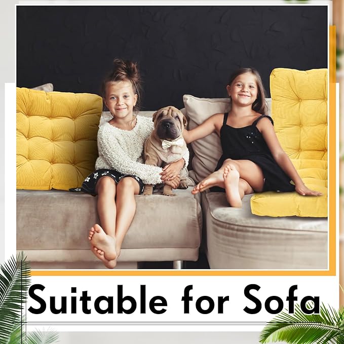 Jerify Floor Pillow Cushions 22 x 22 Inch Round Square Large Meditation Floor Pillow for Classroom Adult Meditation Picnic Party Cushion for Seating Gift Christmas(Square,Yellow,4 Pcs)