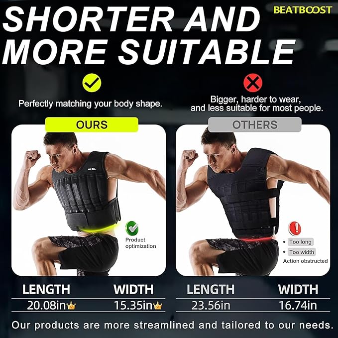 Weighted Vest Men 20lb/30lb/40lb/50lb/60lb Adjustable Weight Vest with Steel Plates Weights for Walking Strength Training Running Workout