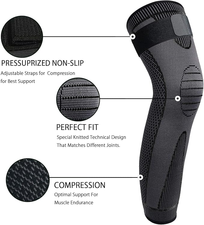 Full Leg Sleeves Long Compression Leg Sleeve Knee Sleeves Protect Leg, for Man Women Basketball, Arthritis Cycling Sport