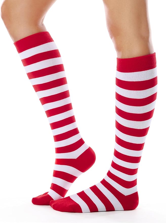 FITRELL Women's Knee High Socks Outdoor Sport Athletic Socks Casual Stripe Tube Socks 1-4 Pack