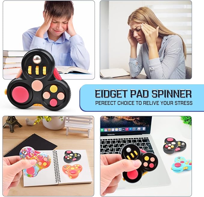 Fidget Toys for Adults,2PCS Fidget Pad Easter Basket Stuffers for Boys Girls,Sensory Toys Stress Relief Cube Clicker Controller,ADHD Autism Fidget Spinner for Office Desk Travel Games