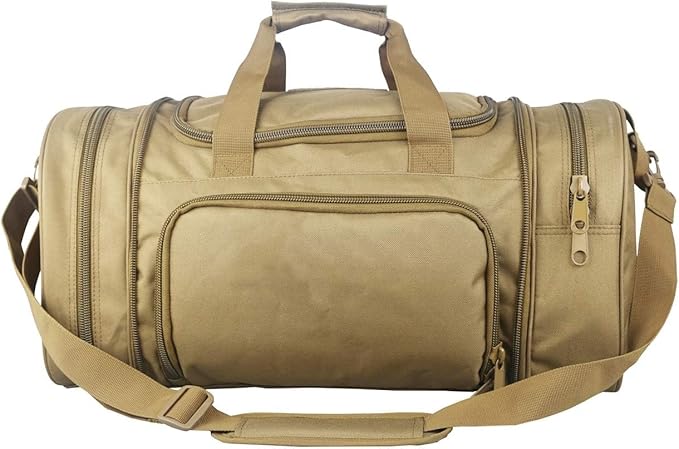 Gym Bag Duffle Bags for Men Women with Shoes Compartment Sport Weekend Travel Overnight Carry On Bag for Tactical Military Travel Work Out Bags (Tan)