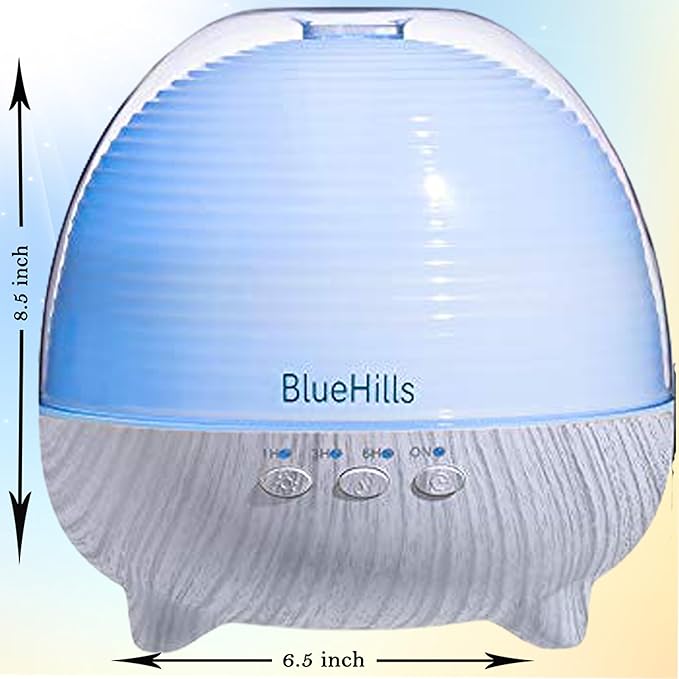 BlueHills Premium 1000 ML Large XL Essential Oil Diffuser with Remote Aroma Humidifier for Large Room Home Long Run Time Huge Coverage Area Lights High Mist Output Big Capacity White Wood Grain N1