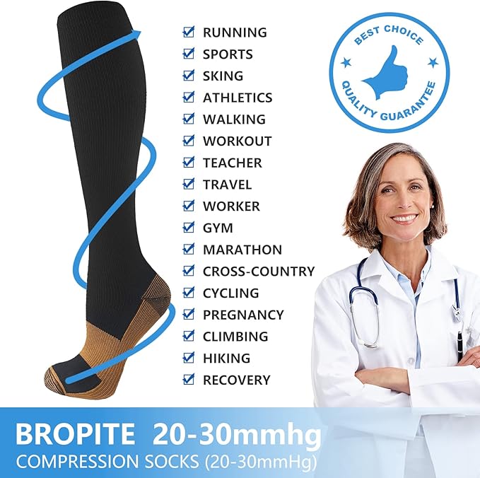 bropite Halloween Compression Socks for Women & Men-Pumpkin Ghost 6 Pairs 20-30mmhg Support Running Nurse Travel
