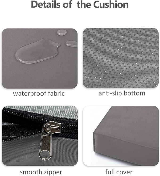 48x18x3“ Outdoor Bench Cushion, Strengthen Waterproof Seat Cushions, High-Density Bench Pad with Anti-Slip Bottom, Outdoor Cushion for Patio Garden Swing Furniture (Grey)