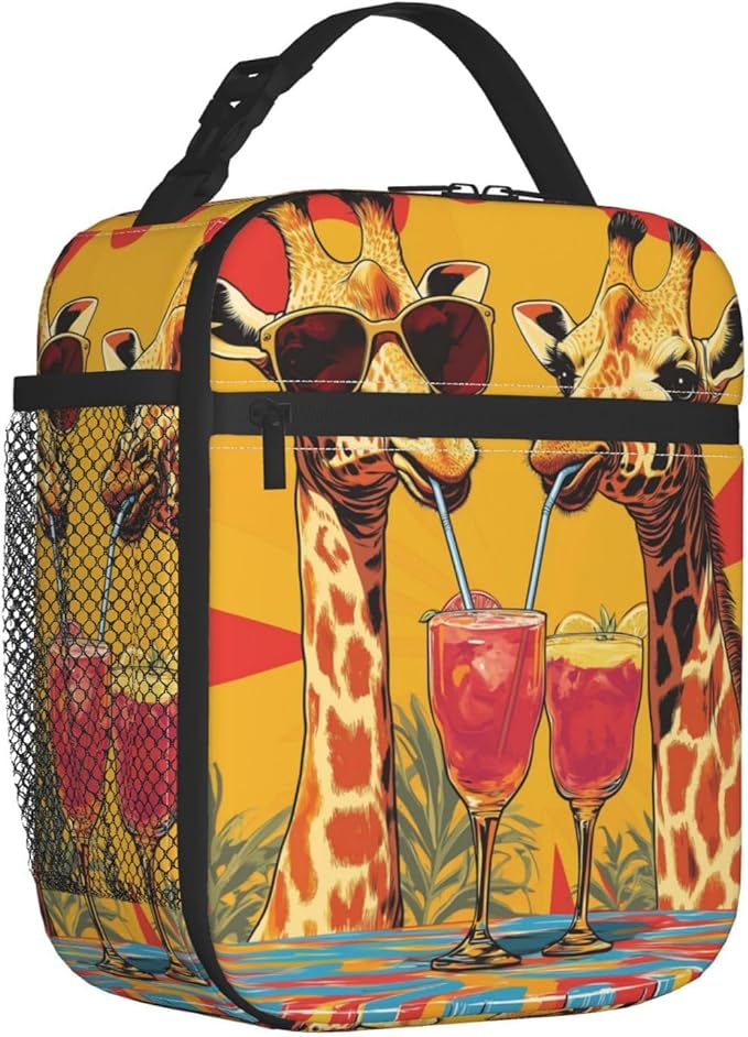 Giraffe Lunch Box for Women Men, Insulated Lunch Box Reusable Portable Lunch Bag Cooler Tote Waterproof Lunch Container for Office Picnic Work Travel