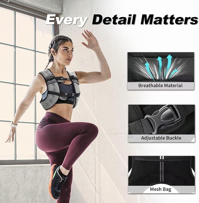 VBSD Weighted Vest Woman 6lb/8lb/12lb/16lb/20lb/25lb/30lb Weight Vest for Women Men Body Weight Vests for Walking Strength Training Running Workout Jogging Fitness