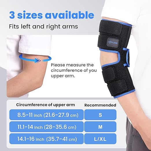 Cubital Tunnel Syndrome Elbow Brace, Ulnar Nerve Entrapment Splint, Elbow Immobilizer for Night Sleeping and Day Working, 4 Angles Adjustable, Fit Women & Men, Right & Left Arm - M