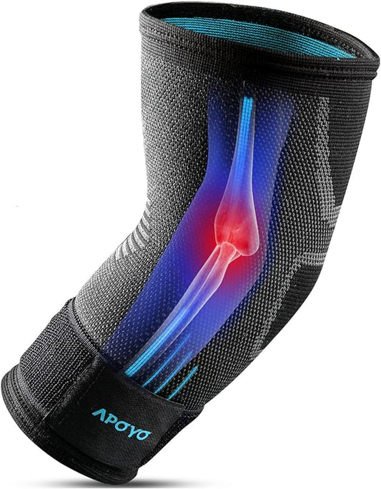 APOYO Elbow Brace for Tendonitis and Tennis Elbow, Compression Sleeve for Arthritis, Workouts, Reduce Joint Pain During Fitness Activity (XX-Large) B