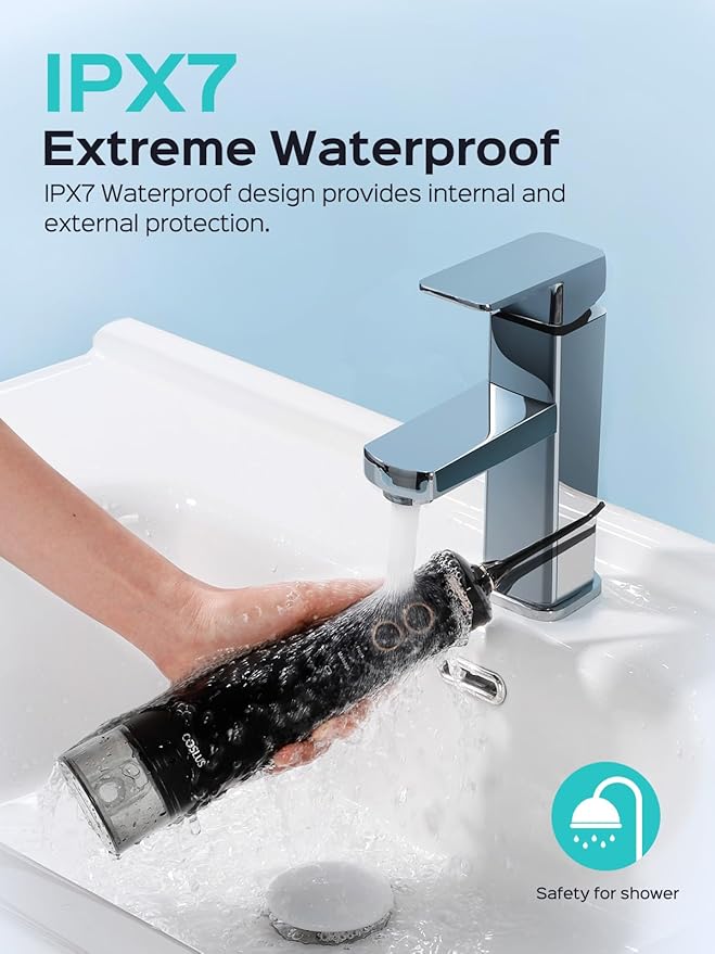 COSLUS Portable Water Flosser for Teeth: 10 Pressure Settings Professional Water Dental Pick for Orthodontic, Braces & Sensitive Gums - Cordless for Travel Use, for Adults Teens, BPA-Free, E40