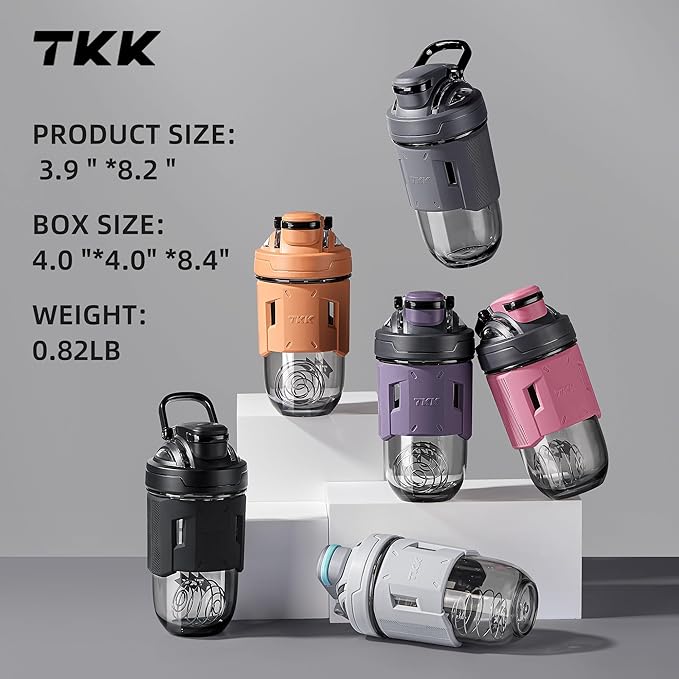 TKK Blender Shaker Bottle 24 Ounce With Blending Ball Plastic Protein Shaker Bottle for Pre & Post workout Protein Drink Shaker Cup USA Tritan BPA Free