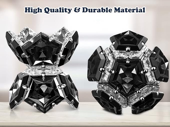 LAFFTRAK Magnetic Fidget Sphere Magnet Toys - Crystal Black - Magnets Sensory Toys - 12 Piece Set - Creativity Beyond Imagination, Inspirational, Recreational, Fun Desk Toy for Adults
